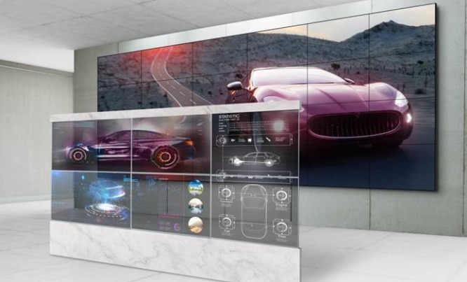2*3 pcs 55'' inch display transparent OLED monitor multi media advertising display wall