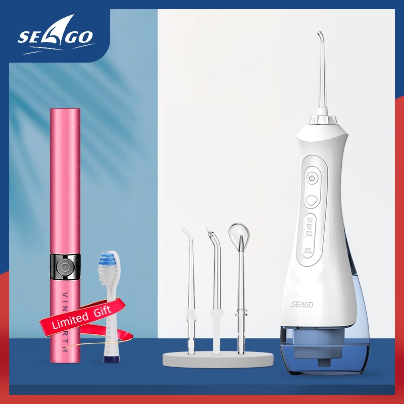 SEAGO New Oral Irrigator Portable Water Dental Flosser USB Rechargeable 3 Modes IPX7 200ML Water for Cleaning Teeth SG833