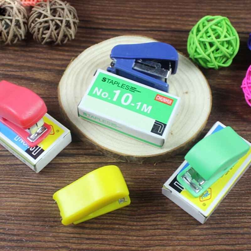 Mini Stapler + Staple Set Home Office Stationery Cute Cartoon Styling Daily Stapler Suitable for Home School Office Use