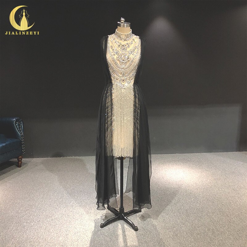 Rhine real Pictures High Neck Zuhair Murad Sliver Crystal Knee Length Luxurious formal dress evening dresses long