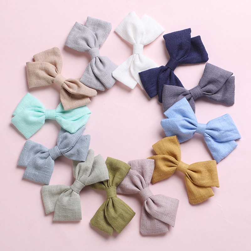 Lovely Hair Clips For Baby Girls Spring Hair Accessories Cotton Kids Infant Hair Bows Hairpin Princess Barrette Child 23 Colors
