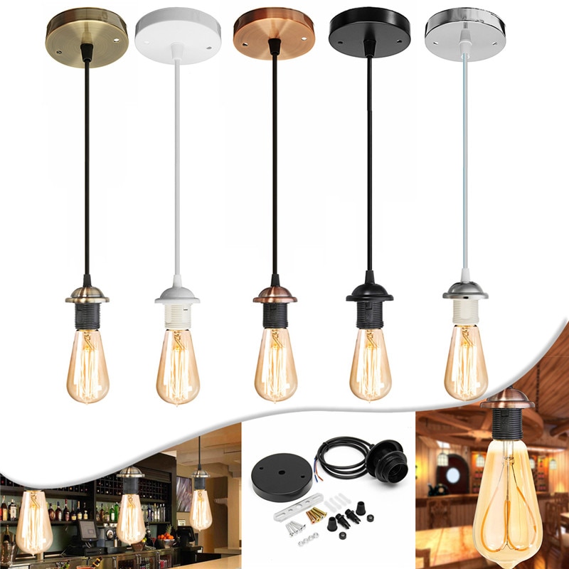 E27 Lights Interior Chandelier with Ceiling Chandelier Craft Screw Ceiling Rose Lamp PVC Fabric Flex Lamp AC110V