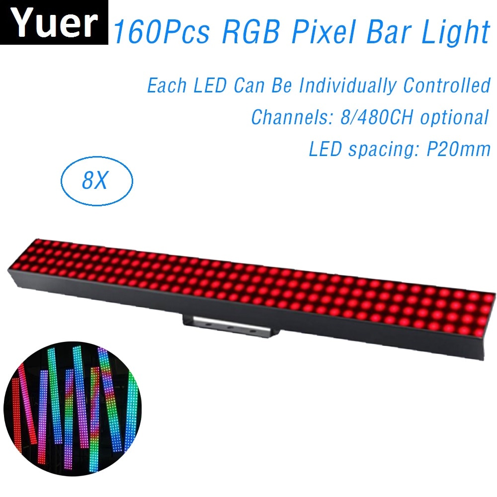 160Pcs RGB Wall Washer LED Pixel tube DMX Bar Light Individual Control Pixel Stage Light Dj Bar Light Music Disco Ball Lamp Club