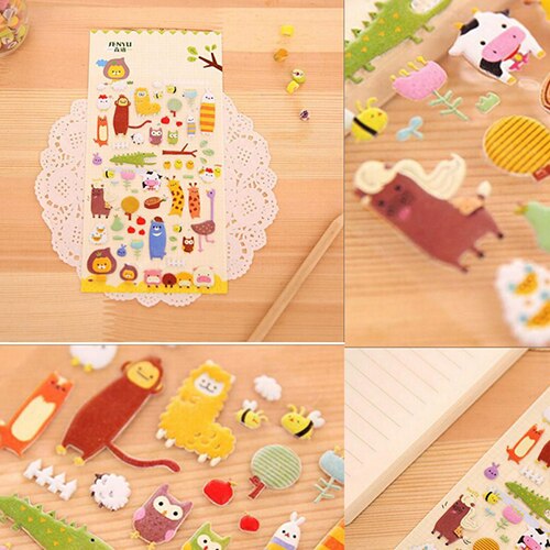 Lovely Animal Manor Three-dimensional Bubble Stickers Decorative Foam Leaflets Stickers Korea Stationery