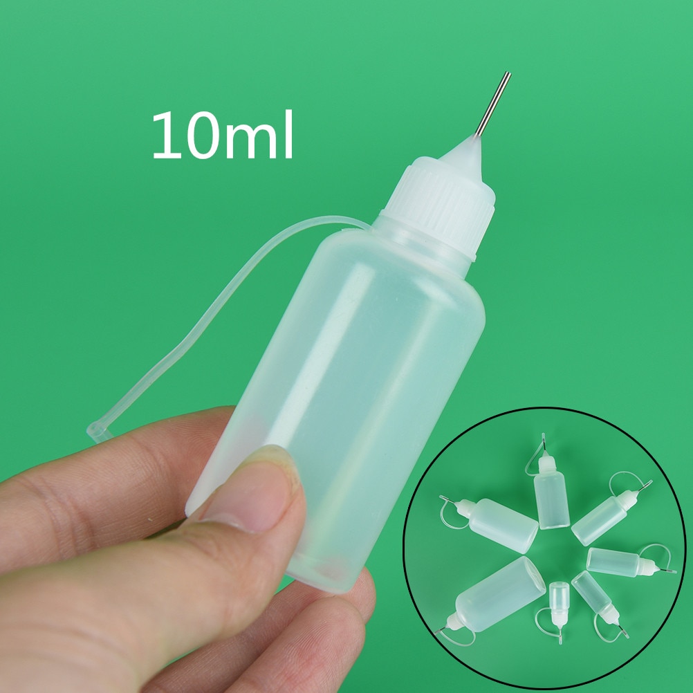 1pc 10ml Empty Squeezable Bottle Needle Tip Needle Squeeze Empty Bottle Metal Needle Cap White Plastic Dropper Bottles