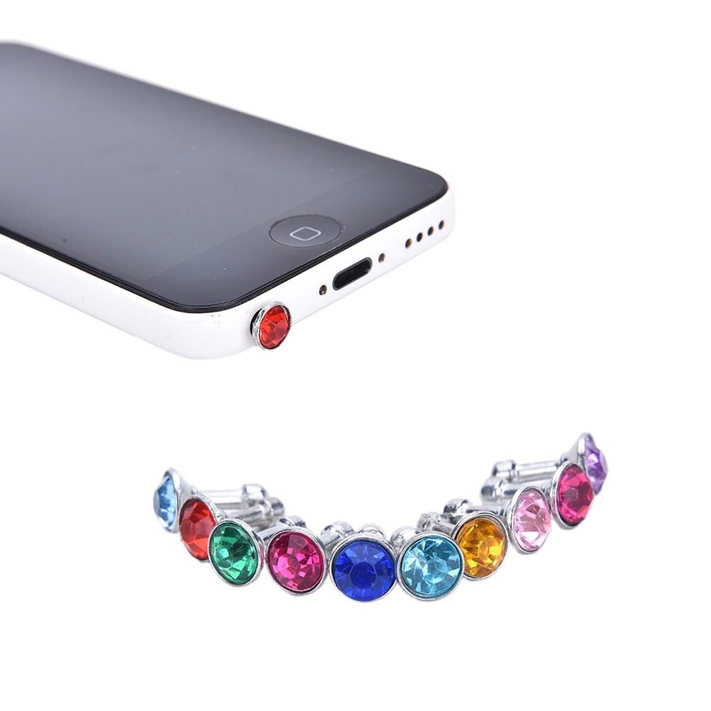 10pcs Bling Diamond Dust Plug Universal 3.5mm Cell Phone Earphone Plug For iPhone 6 5s /Samsung /HTC Sony Headphone Jack Stopper