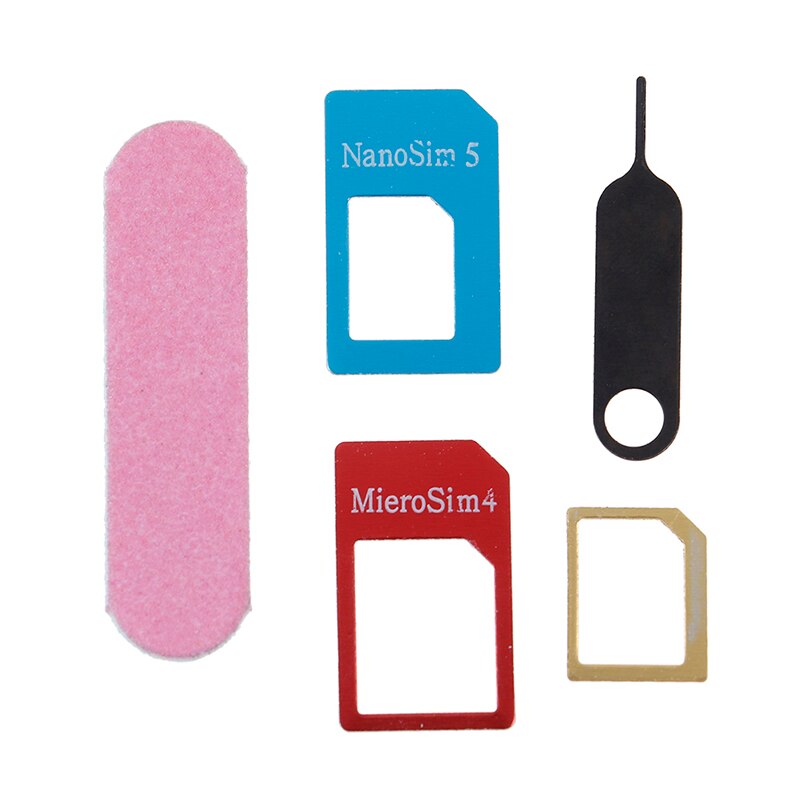 5in1 Micro Standard Sim Card Adapter Kit Converter With Sander Bar Tray Open Needle For iPhone 5S 7 Plus 6S xiaomi redmi 3s