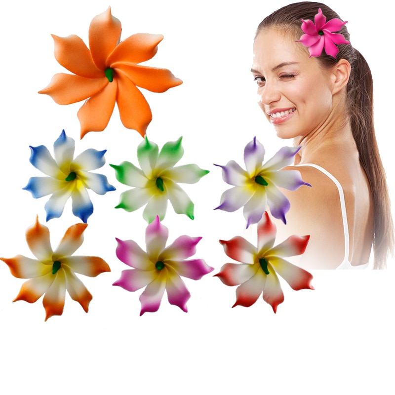 300 All White Foam Hawaiian flowers Artificial flowers girls hairpins barrette bride women hair accessories