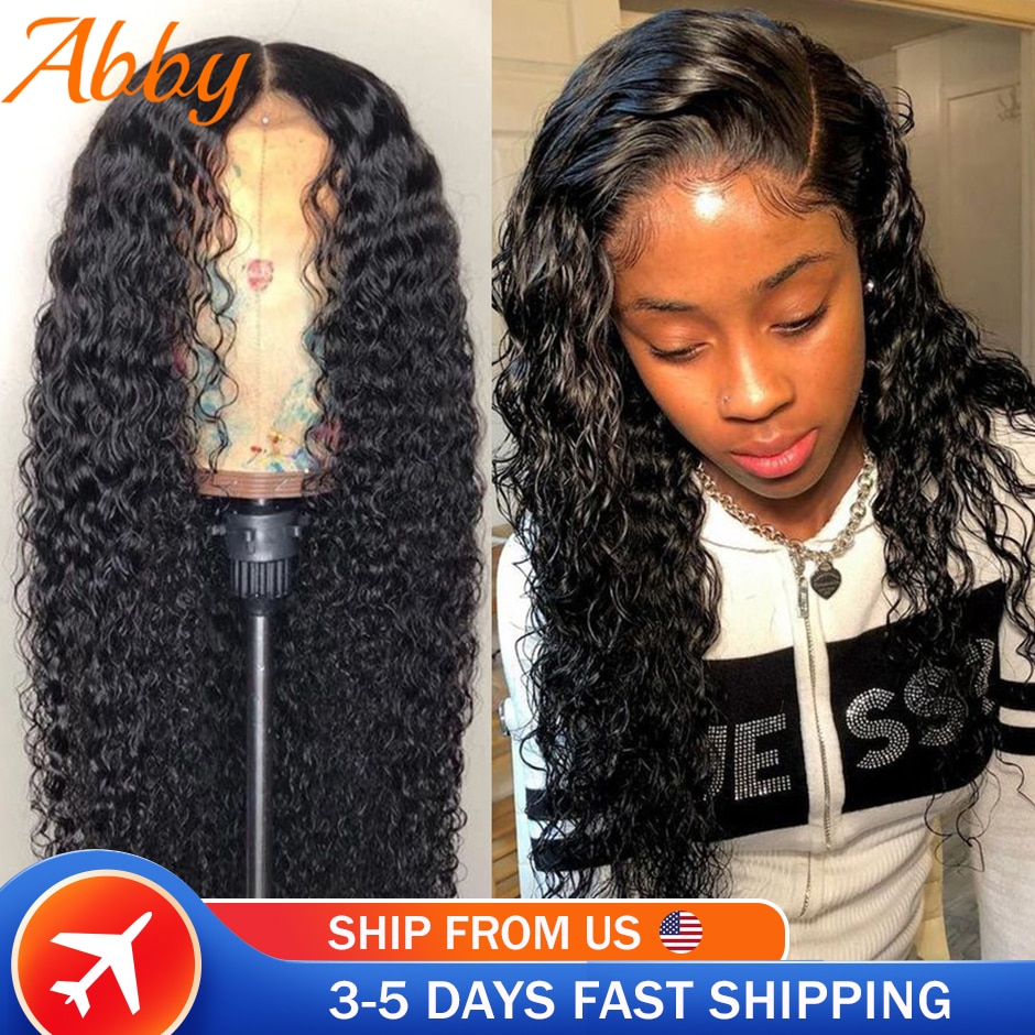 ABBY Water Wave HD Transparent Lace Frontal Wigs Peruvian Water Wave Lace Closure Wigs For Women Preplucked Water Wave Curly Wig