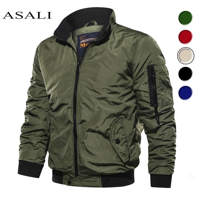 Casual Waterproof Spring 2020 Military Jacket Men's top Jackets Coats Men Outerwear Casual Brand Zipper Thin Coat Stand-Collar