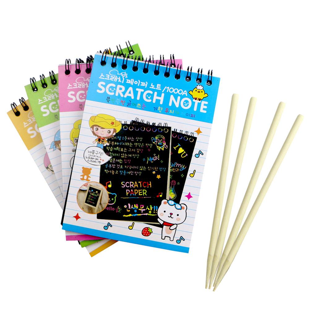 Scratch Note Black Cardboard Creative DIY Draw Sketch Notes for Kid Toy Notebook