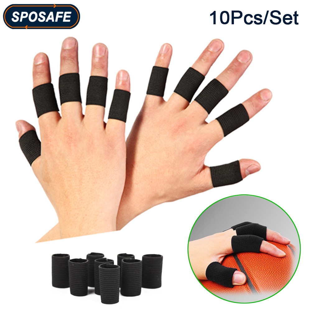 10Pcs/Set Sports Finger Brace Splint Sleeves Thumb Support Protector Soft Comfortable Cushion Pressure Elastic Stabilizers Adult