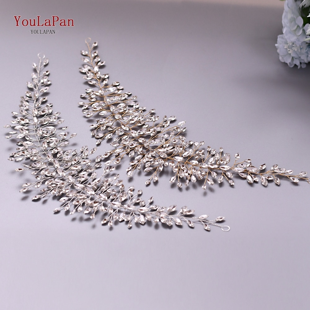 YouLaPan Handmade Crystal Rhinestones Silver Golden Wedding Headband Headpiece Jewelled Headband Wedding Hair Jewelry HP237