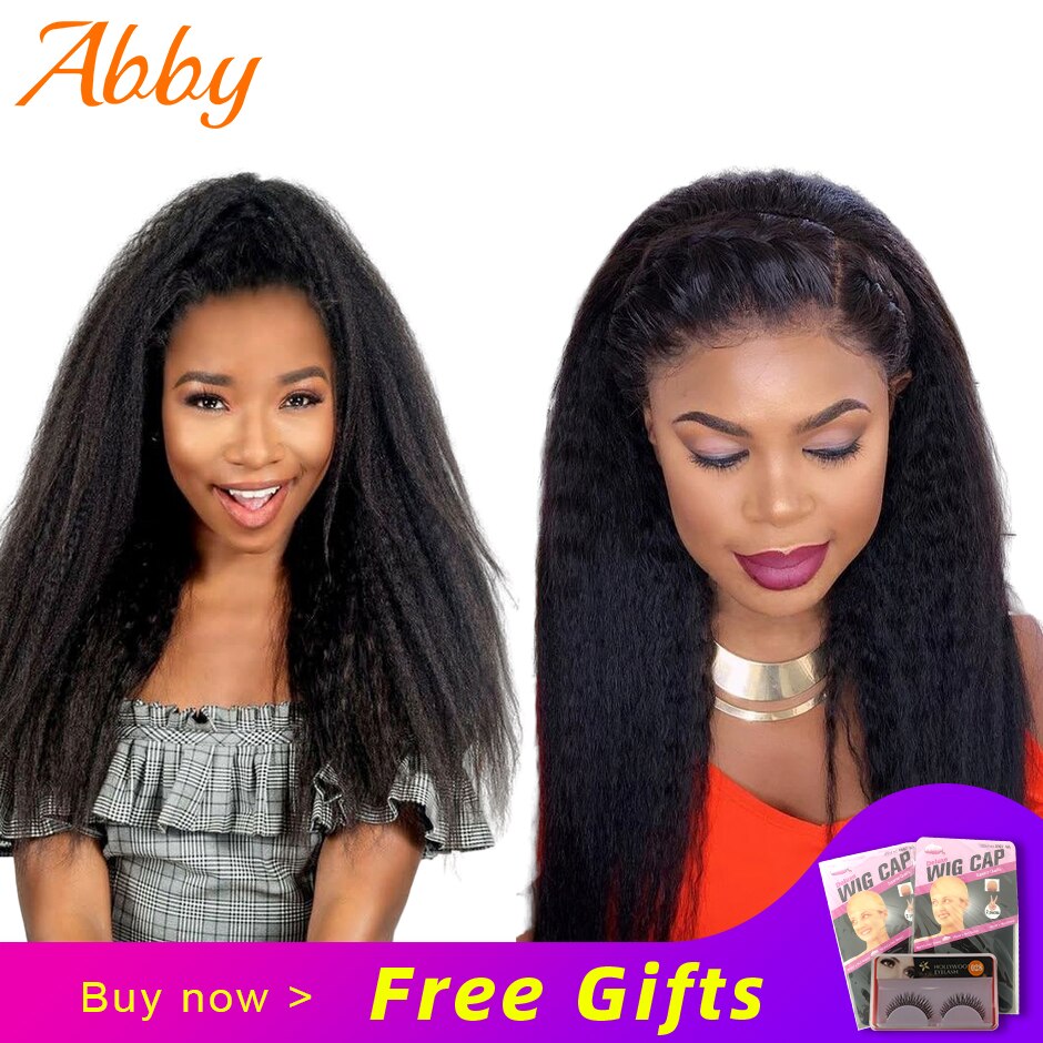 Yaki Full Lace Frontal Human Hair Wigs Kinky Straight Human Hair Wigs For Black Women 150% Density Indian Remy Hair Wigs Abby