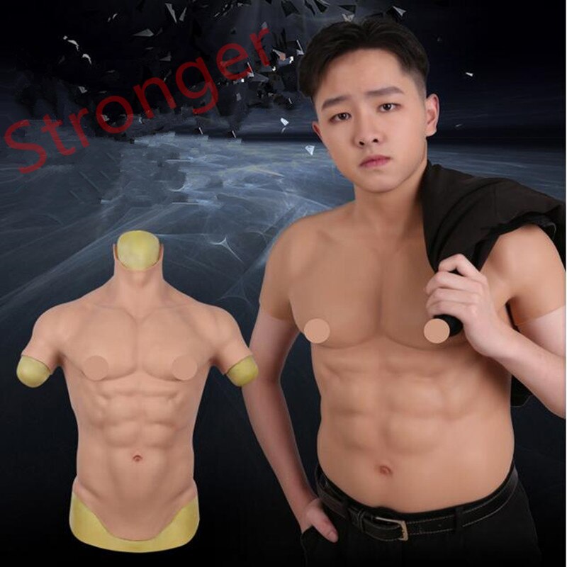 Hunk Chest Muscle Man Silicone Fake Chest Muscle Pecloralis Muscle Bodysuit Men Shaper Stronger Man Tshirt Weight Vest