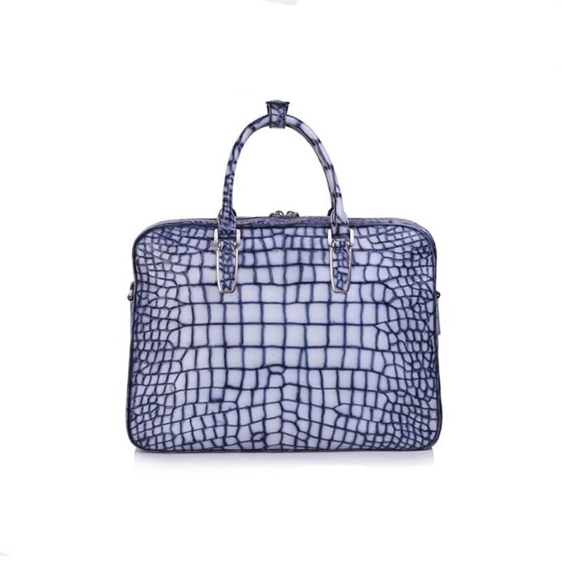 gedili Thai crocodile leather bag men handbag blue and white porcelain chest with belly business leather men briefcase