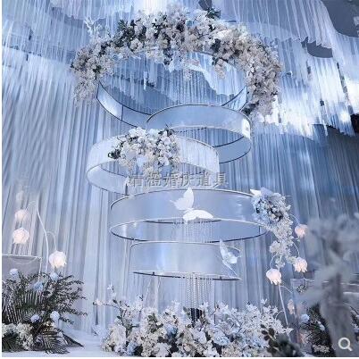 Wedding props, stage decoration, suspended ceiling, ring wedding, five rings, sunlight film, iron frame, large-scale Pendant