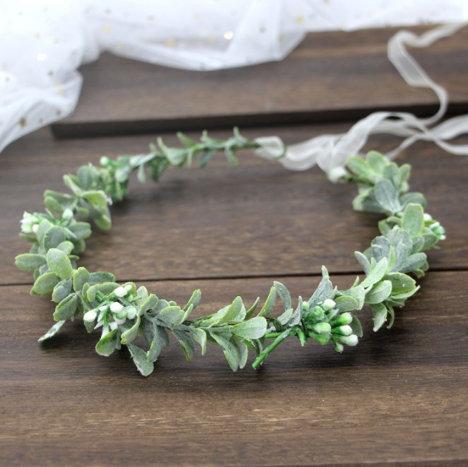 Wedding Bridesmaid Boho Green Grass Festival Forehead Headband hair accessories For women Hair Garland headbands for women