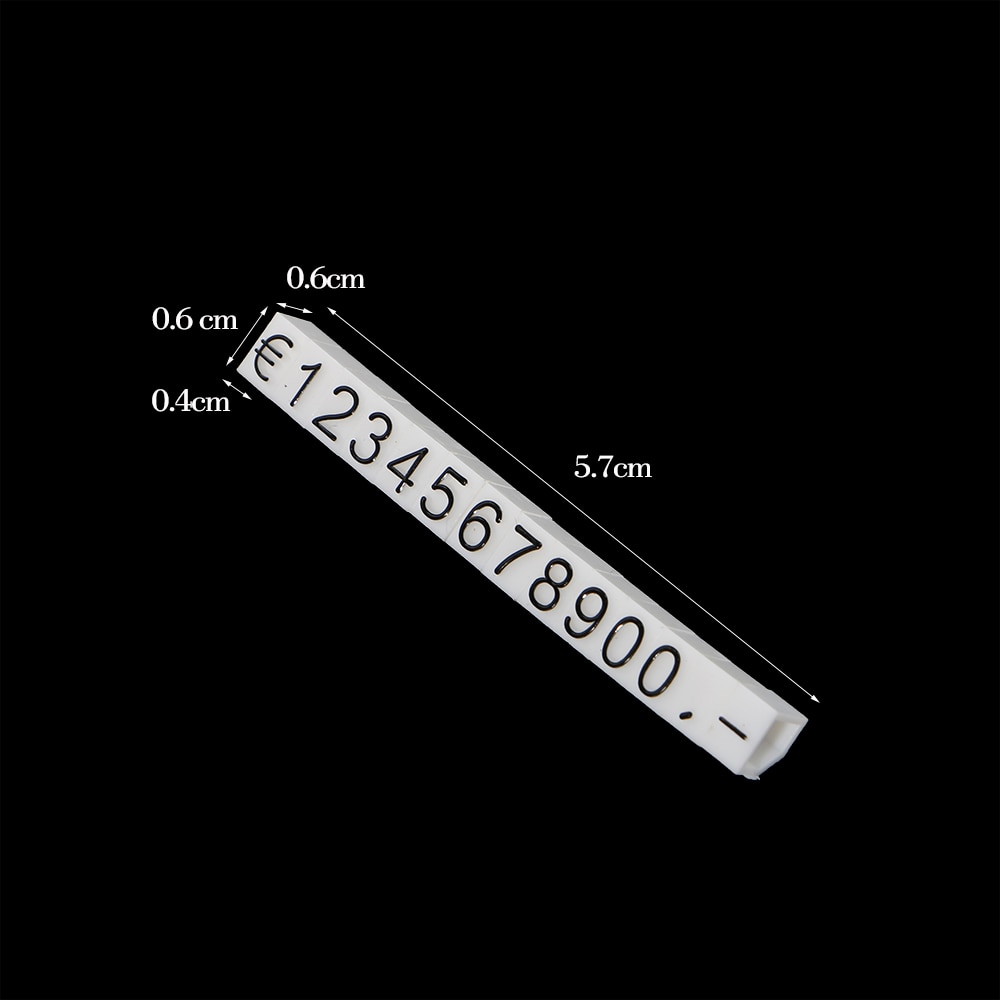 White Plastic Currency Arabic Numerals Signs Adjustable Jewelry Pricing Cubes Stick Shelf Talker Data Strip