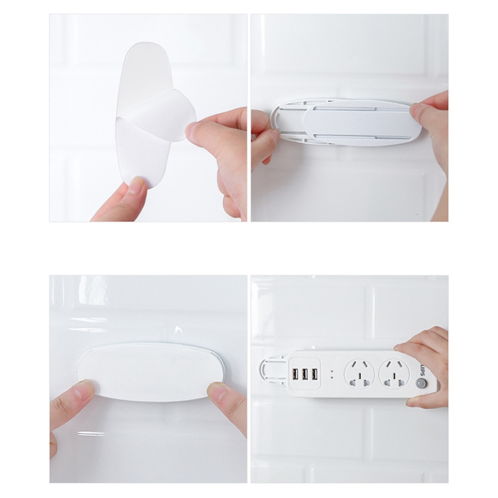 Self-adhesive Socket Fixer Holder Punch Free Wall Mounted Household for Patch Panels Routers Tissue Boxes