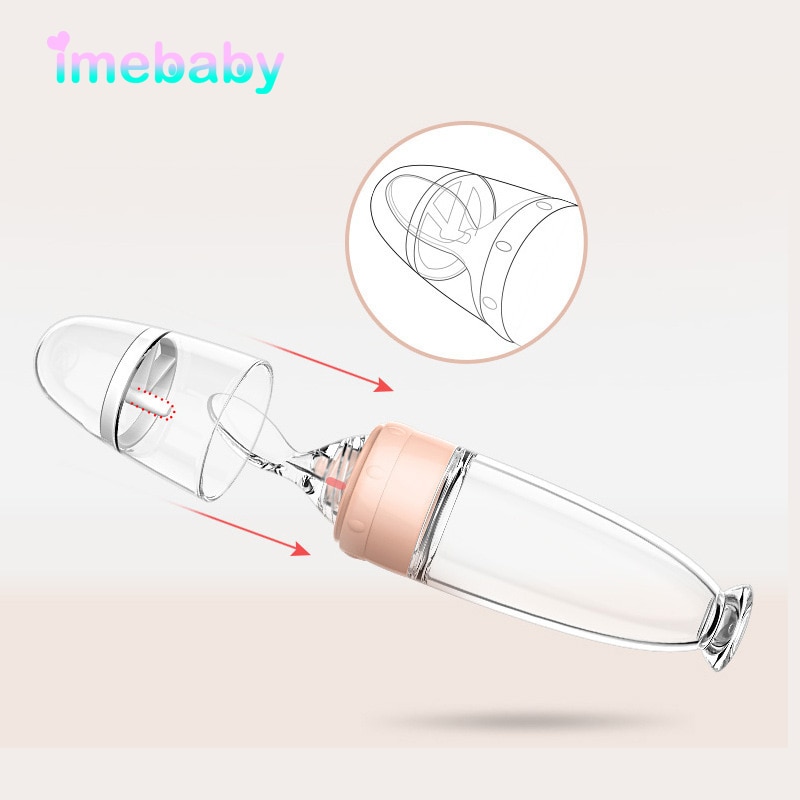 Imebaby newborn baby silicone rice paste bottle baby feeding spoon silicone dropper Feeding bottle baby spoon bottle