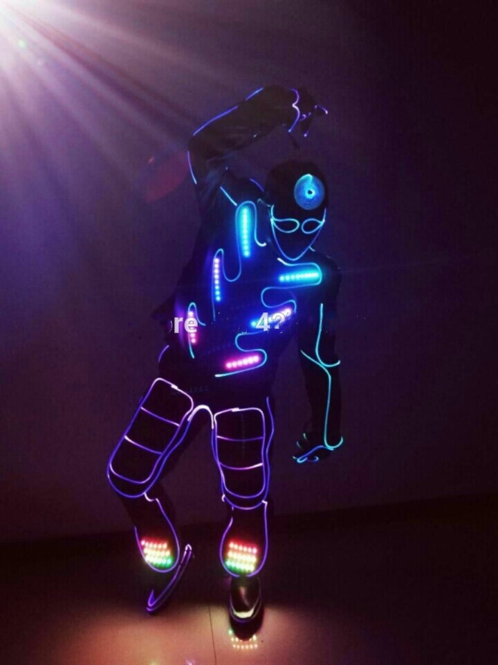 light up suit IED programming led costume stage show robot dance performance show clothing glowing light change costumes