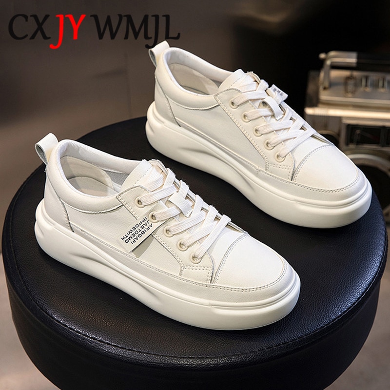 Big Size Women Sneakers Autumn Leather Light White Sneaker Female Platform Vulcanized Shoes Spring Casual Breathable Sports Shoe