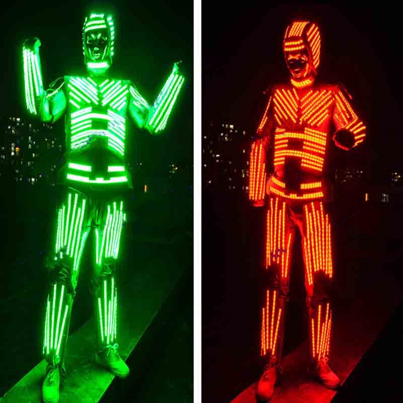 LED lighting kryoman robot costumes LED lumious suits on stage night club circus theatre