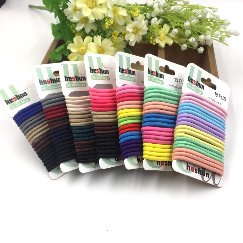 18pcs/set High Quality Cotton Solid Elastic Hair Band Headband For Women Girl Hair Rope Rubber Band Hair Accessories Tie