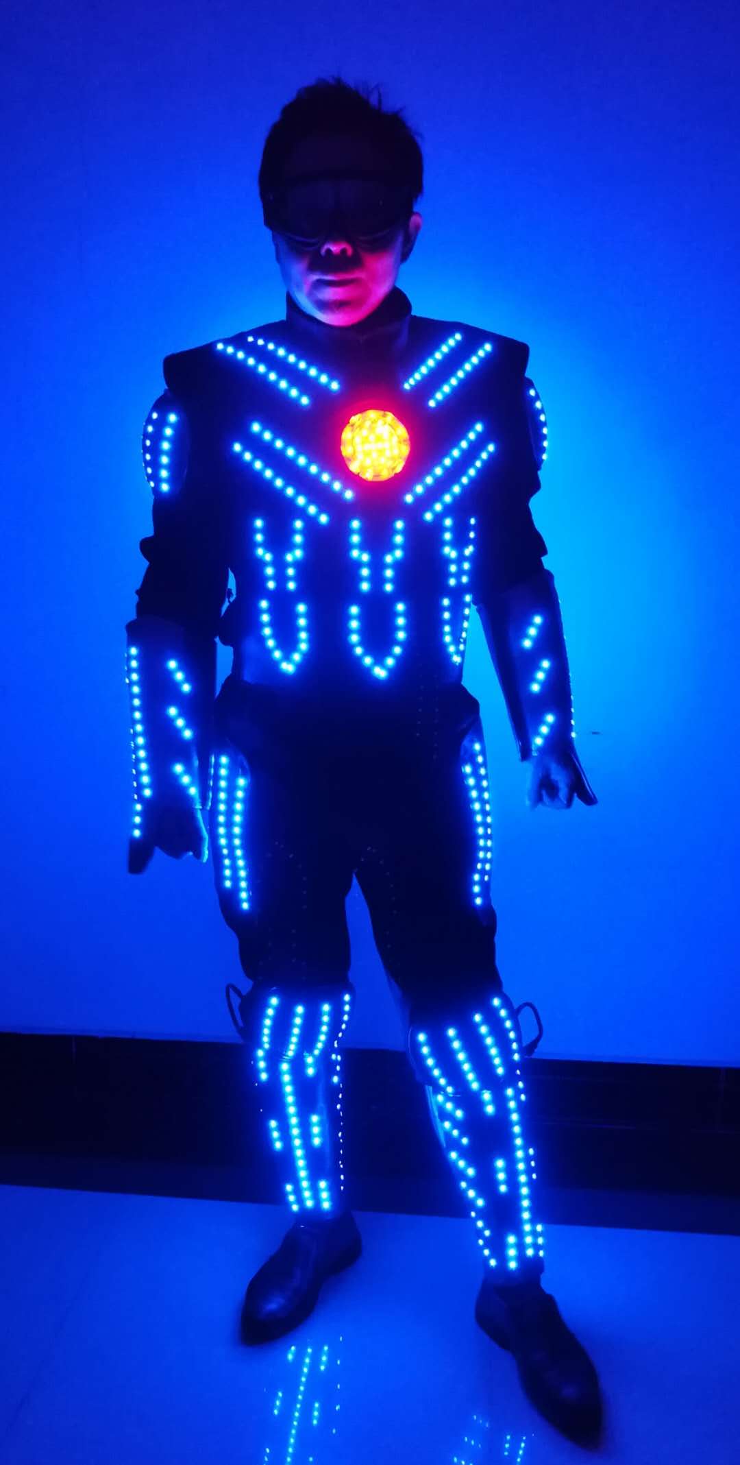 future technology Lumious robot costume Captain America armor stage dance clothing light show halloween cosplay costumes