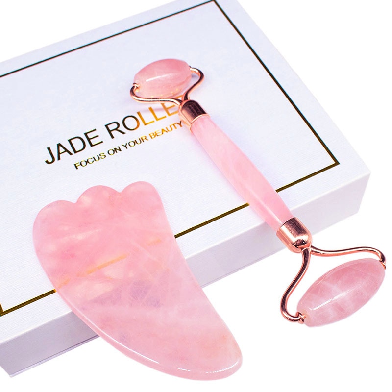 Jade Roller Facial Face Jade Massage Roller Rose Quartz Scraper Jade Massager Tools Slimming Face Natural Wrinkle Removal