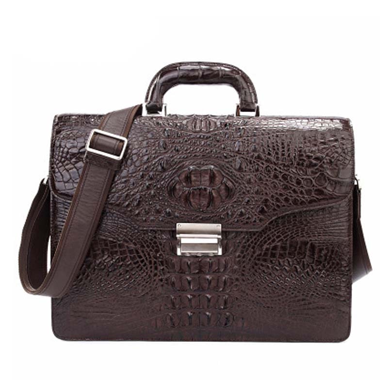 xiangdongdong men crocodile business men briefcase large capacity One shoulder worn handbag Genuine leather Laptop