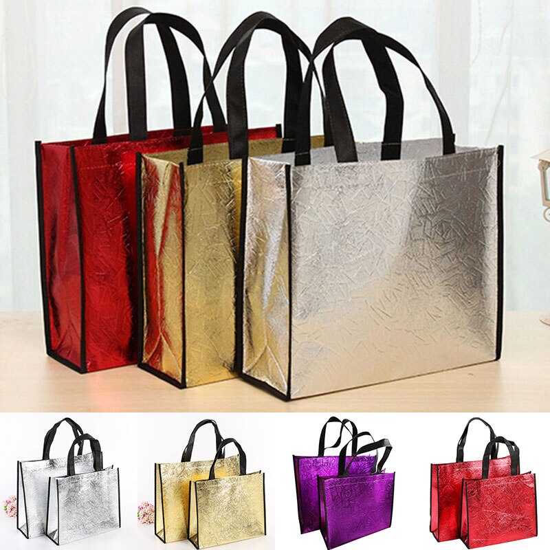 Fashion Laser Shopping Bag Foldable Eco Bag Large Reusable Shopping Bag Tote Waterproof Fabric Non-woven Bag No Zipper