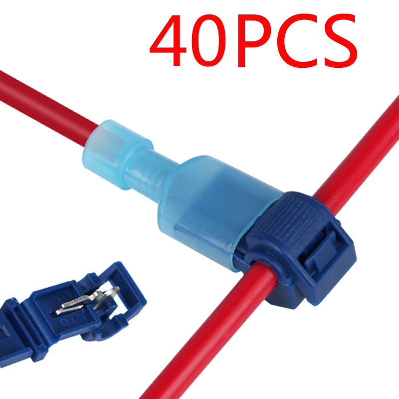 20/40Pcs T-Tap Wire Connectors Quick Electrical Cable Connectors Snap Splice Lock Wire Terminals Crimp Hand Tool Set