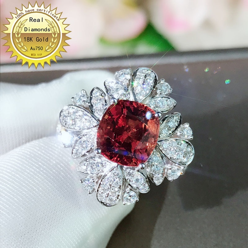 18k white gold natural spinel and diamond ring Engagement&Wedding Natural Real Diamond Ring Jewellery have certificate 002