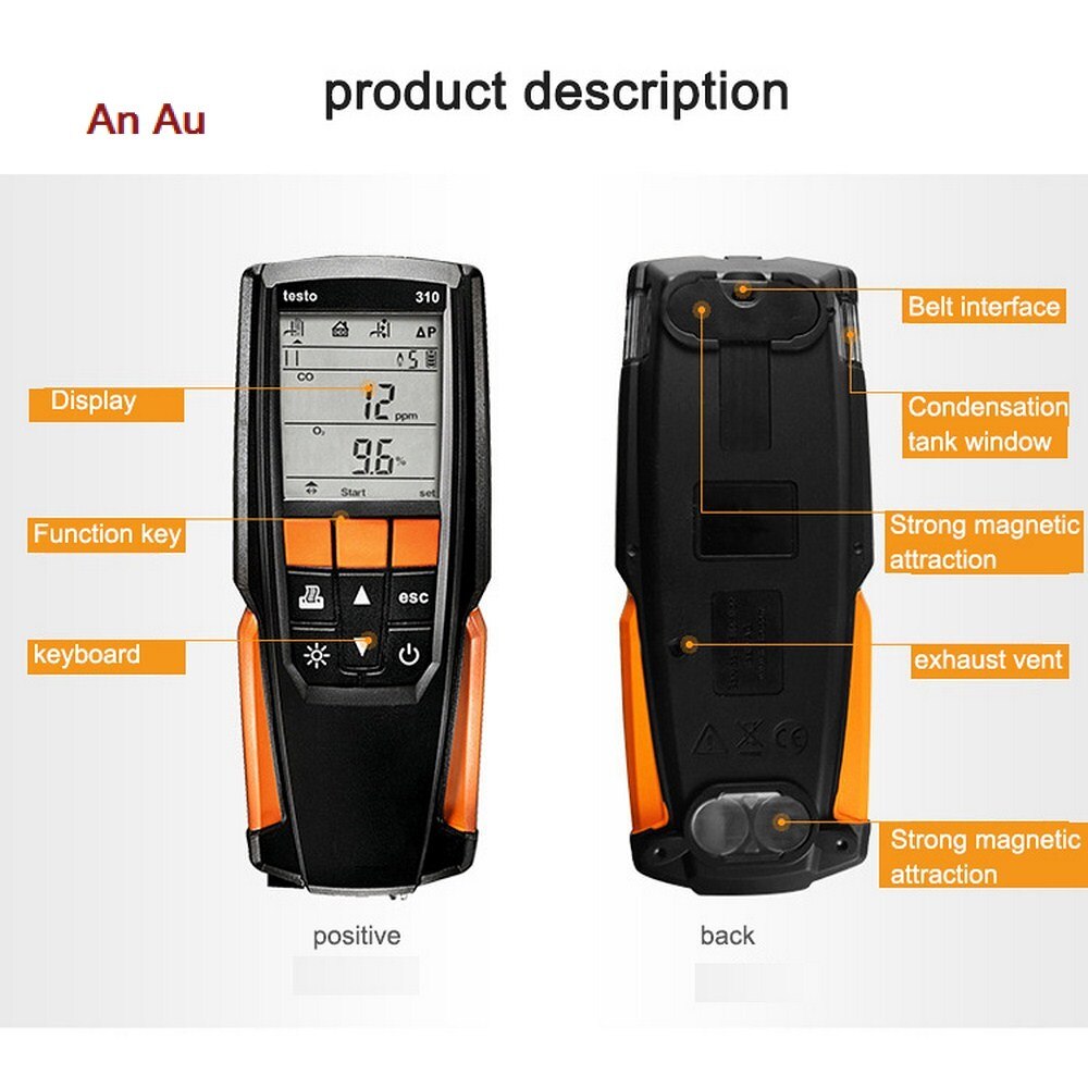 Testo 310 flue gas analyzer Measuring Range 0 to 4000 ppm Testo 310 Flue Gas Combustion Analyzer O2 CO CO2 without Printer