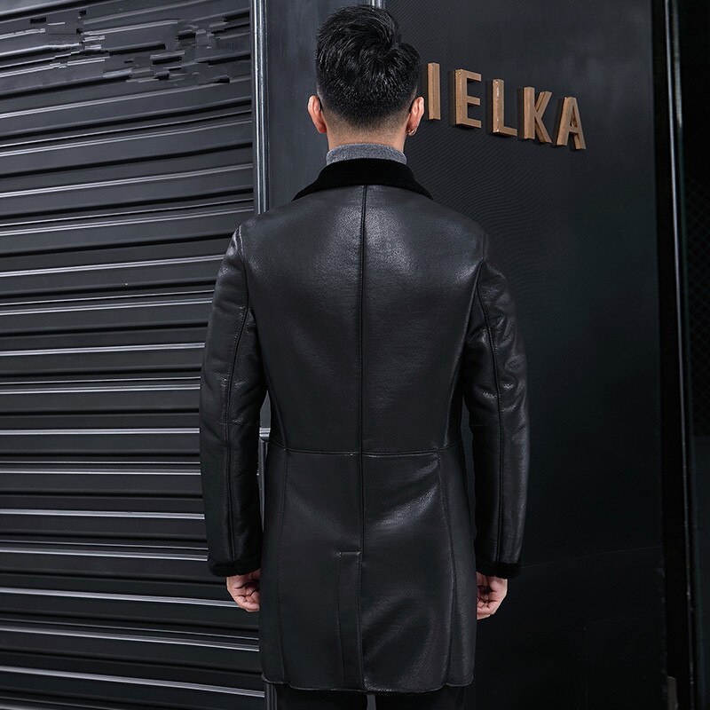 Genuine Winter Natural Wool Liner Coat Men Sheepskin Leather Jacket Veste Homme Hiver LJ18F027 MY785