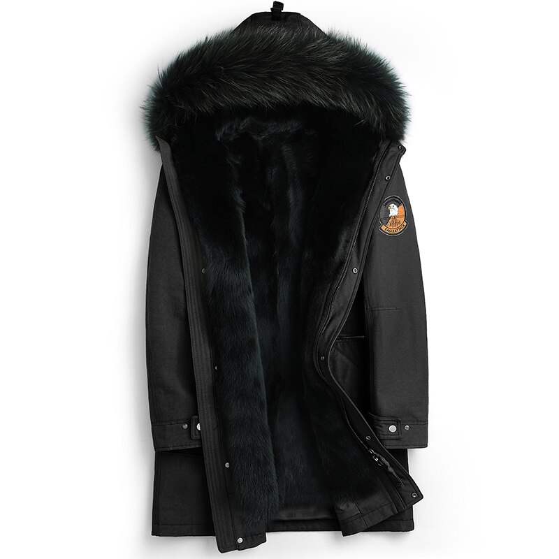 Parka Winter Jacket Men Real Mink Liner Long Coat Raccoon Fur Collar Parkas Plus Size ZLM15063-6 MY1194