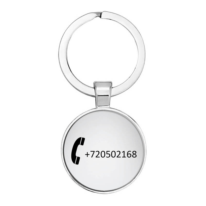 Custom Printed Keychain Glass Bump Personality Gift Custom Phone Number Anti-lost Keyring Keychain Ring