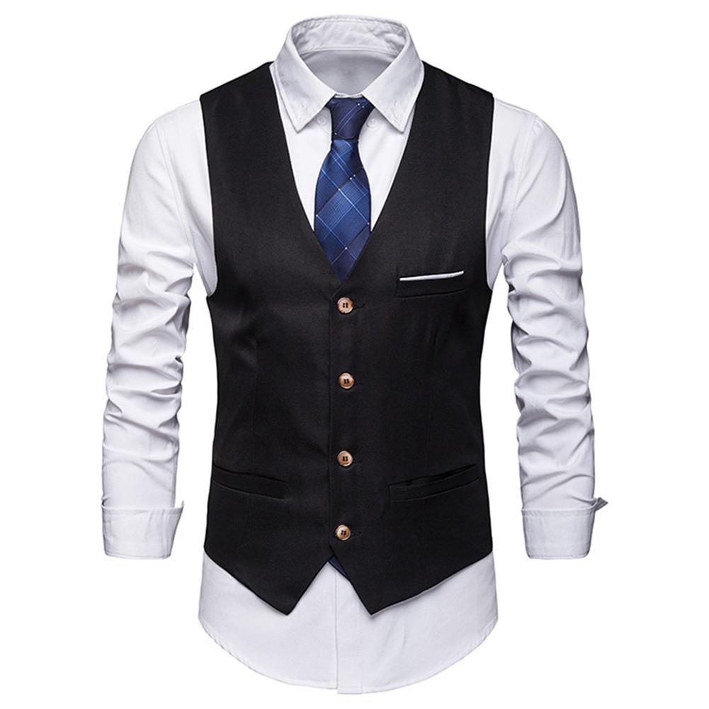 Plus Size Formal Men Solid Color Suit Vest Single Breasted Business Waistcoat Suitable for wedding party office great gifts