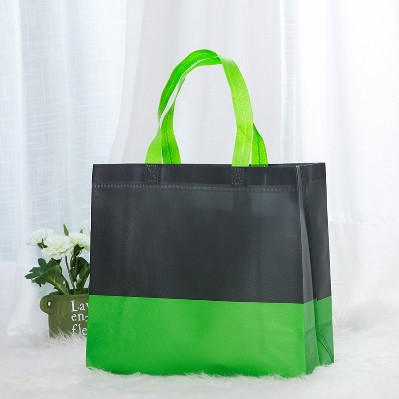 Foldable Shopping Bag Reusable Tote Pouch Travel Shopper Bag Patchwork Color Fabric Non-Woven Eco Shopping Bags Storage Handbag