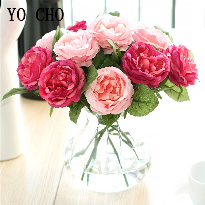 Silk Rose Artificial Flower Branch Single Head Roses Imitation Flowers for Wedding Table Wall Decor Home Vase Accessories Flores