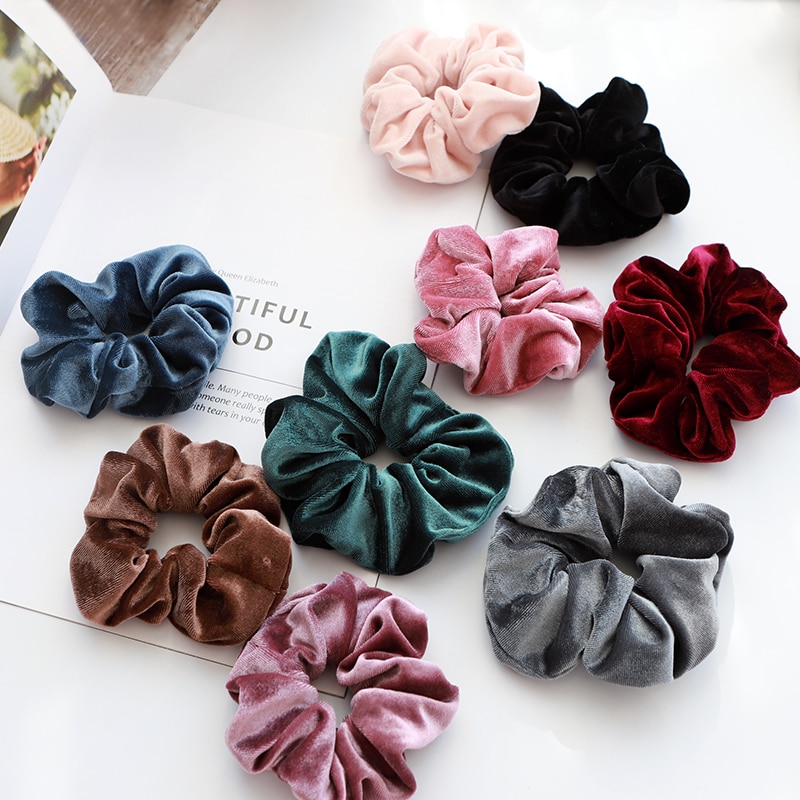 Elegant Velvet Hair Ring Scrunchie Women Girls Elastic Hair Rubber Bands Gum Accessories Tie Hair Rope Ponytail Holder Headdress