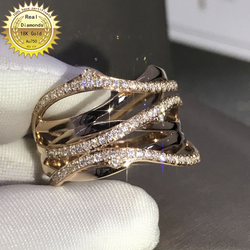 18k gold ring Natural Real 0.48ct Diamond Ring Engagement&Wedding Jewellery have certificate 0030