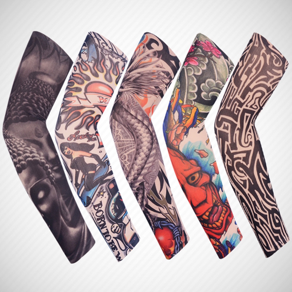 Outdoor Cycling 3D Tattoo Printed Arm Sleeves Sun Protection Bike Basketball Compression Arm Warmers Ridding Cuff Sleeves Hot