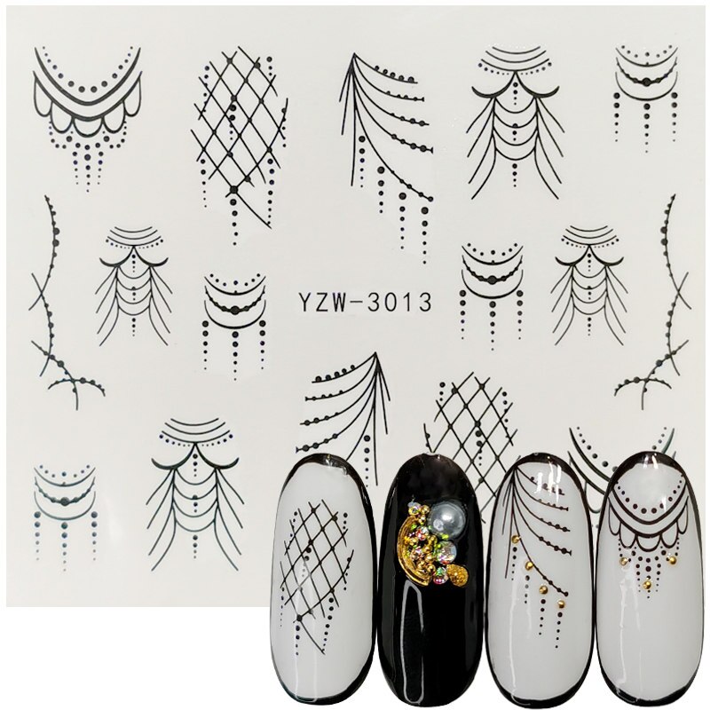 1pcs Nail Water Transfer Sticker Linear Flower Pattern Nail Art Decorations Slider For Nail Manicure Watermark Foils