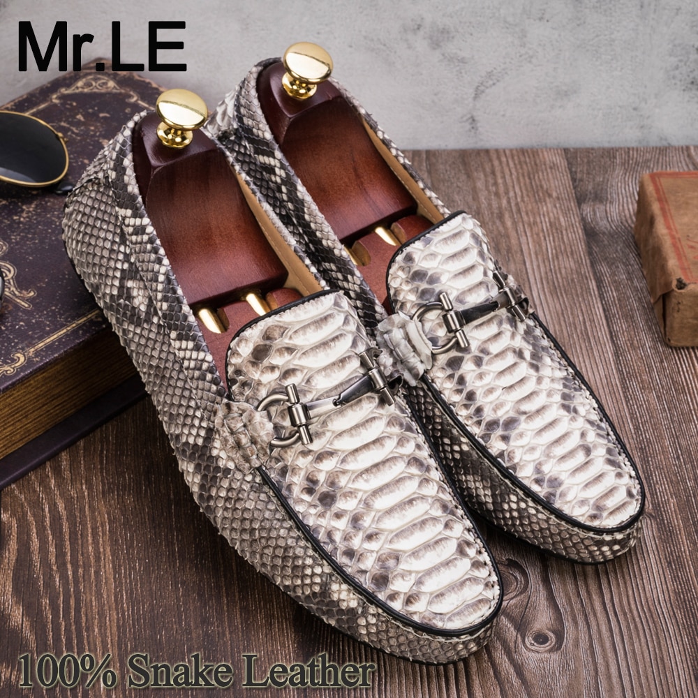 Snakeskin Shoes Men Casual Genuine Leather High Quality Sneaker Sport Fashion Luxury Leisure Snake Leather Men's Leisure Shoes