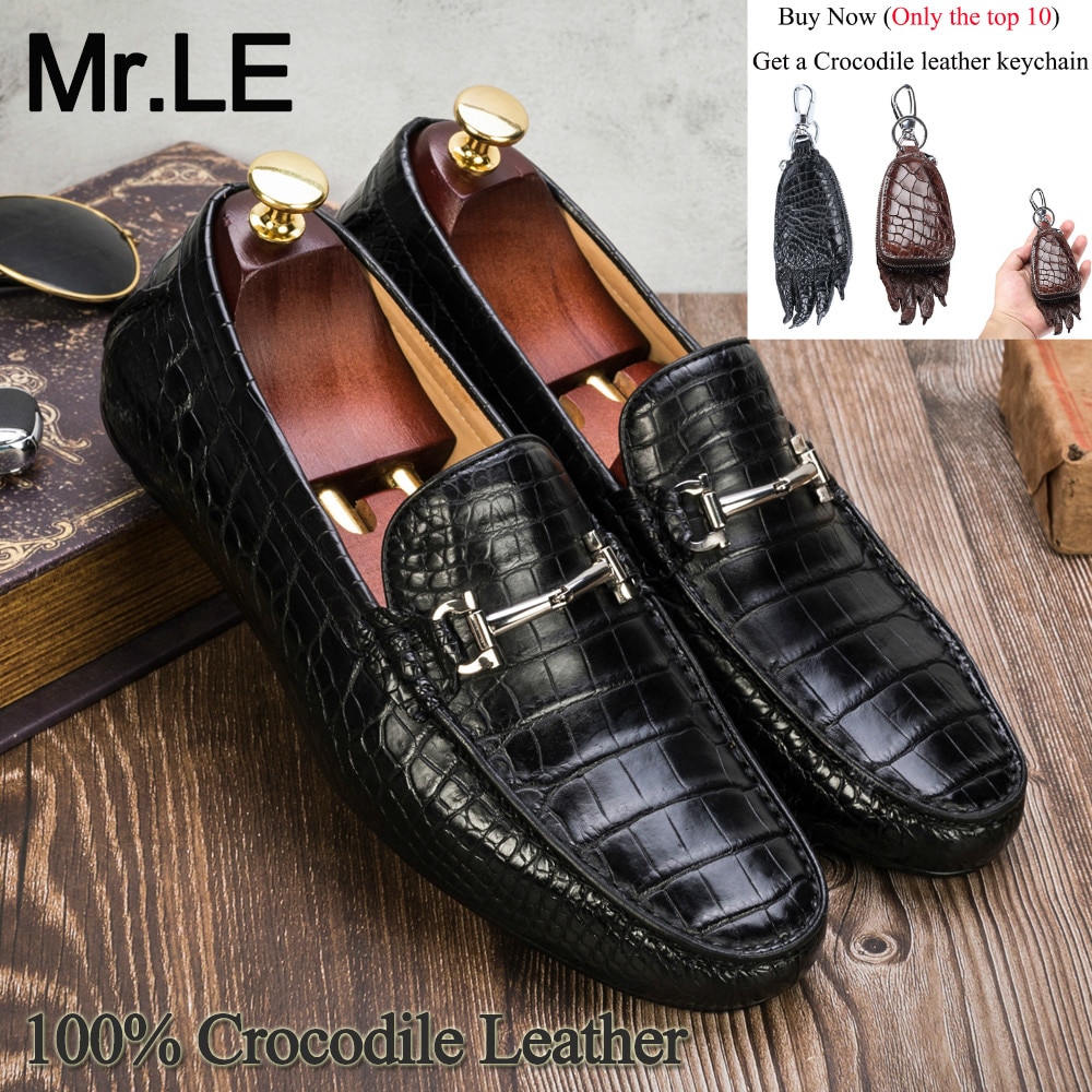 Crocodile Shoes Men Casual 100% Genuine Leather Original Design Party Wedding Luxury Men's Dress Leisure Alligator Shoes