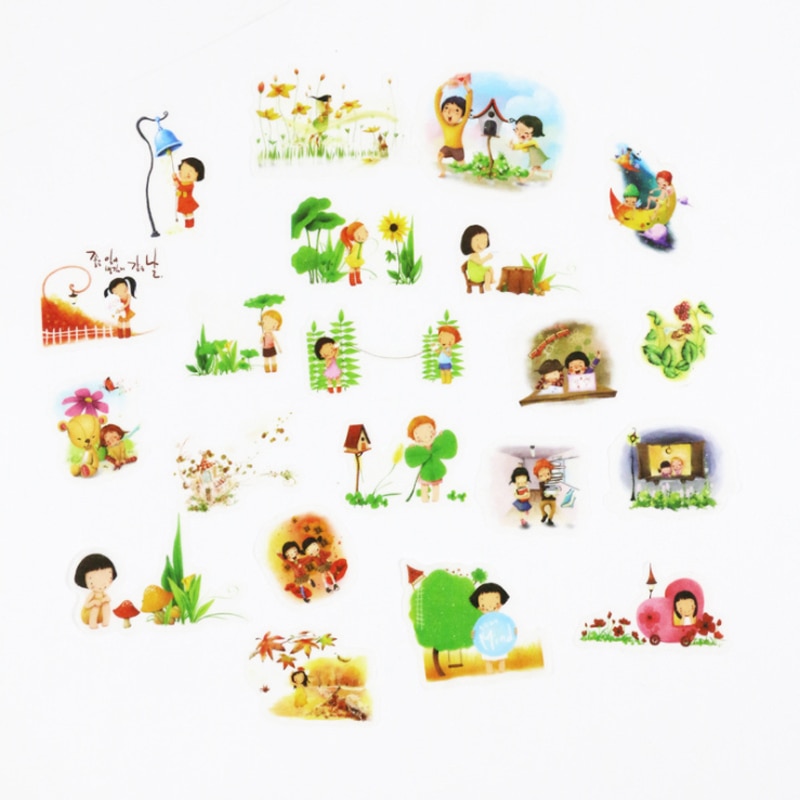 6packs/lot Watercolor Fashion Sticker Decorative Stickers Toys Sticker Soft Bear Pvc Decor Sticker