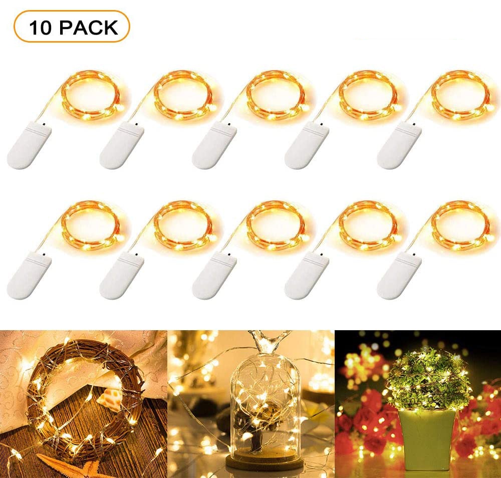 10 pcs LED Fairy String Lights Battery Operated LED Copper Wire String Lights Outdoor Waterproof Bottle Light For Bedroom Decor